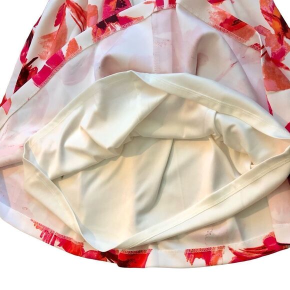 VINCE CAMUTO White Floral Fully Lined Pintuck Dress With Full Skirt Sz 6 - Picture 8 of 12
